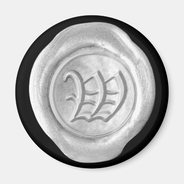 Wax Siegel Monogram Magnet - Silver - Old English  (Vorne)
