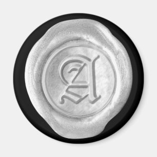 Wax Siegel Monogram Magnet - Silver - Old English 