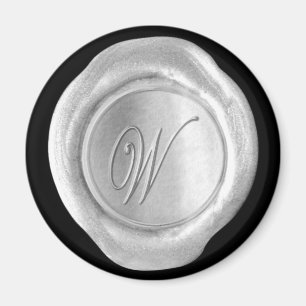 Wax Siegel Monogram Magnet - Silver - Script Style
