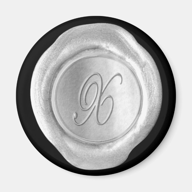 Wax Siegel Monogram Magnet - Silver - Script Style (Vorne)