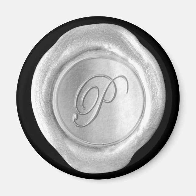 Wax Siegel Monogram Magnet - Silver - Script Style (Vorne)