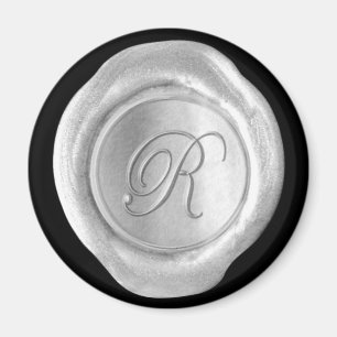 Wax Siegel Monogram Magnet - Silver - Script Style
