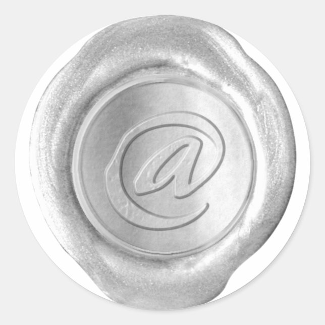 Wax Siegel Monogram - Silver - Artistic @ - Runder Aufkleber (Vorderseite)