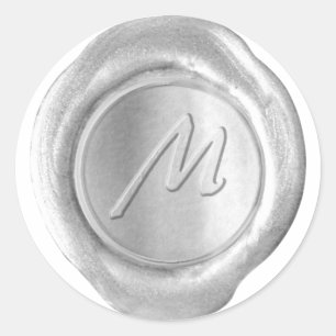 Wax Siegel Monogram - Silver - Artistic Style M - Runder Aufkleber