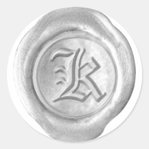 Wax Siegel Monogram - Silver - Old English K - Runder Aufkleber