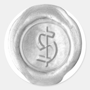 Wax Siegel Monogram - Silver - Old English $ - Runder Aufkleber