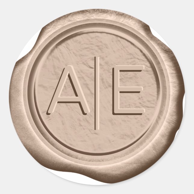 Wax Siegel Wedding Accent Initials Bronze ID948 Runder Aufkleber (Vorderseite)