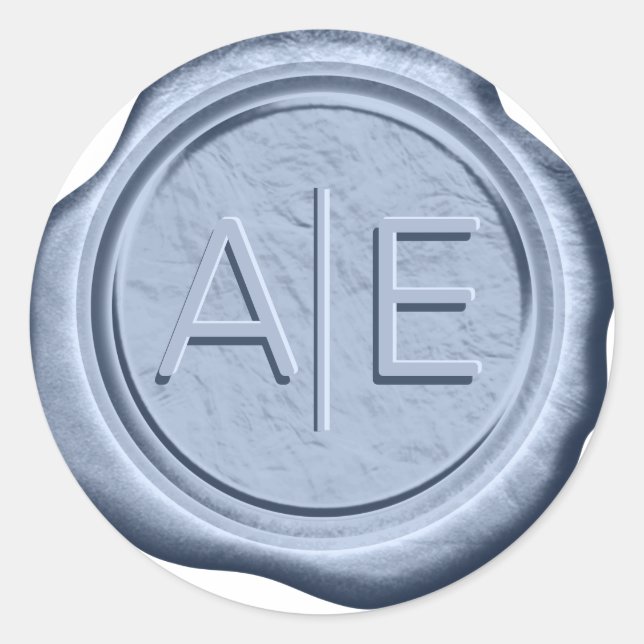 Wax Siegel Wedding Accent Initials Cadet Blue ID51 Runder Aufkleber (Vorderseite)