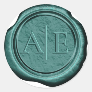 Wax Siegel Wedding Accent Initials Emerald Gr ID88 Runder Aufkleber