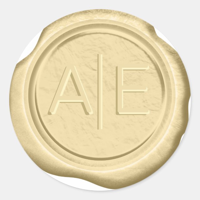 Wax Siegel Wedding Accent Initials Gold ID947 Runder Aufkleber (Vorderseite)