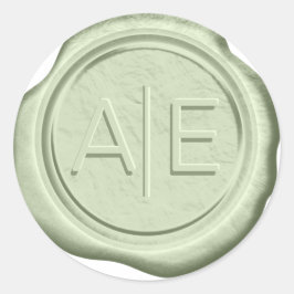 Wax Siegel Wedding Accent Initials Green Tea ID515 Runder Aufkleber