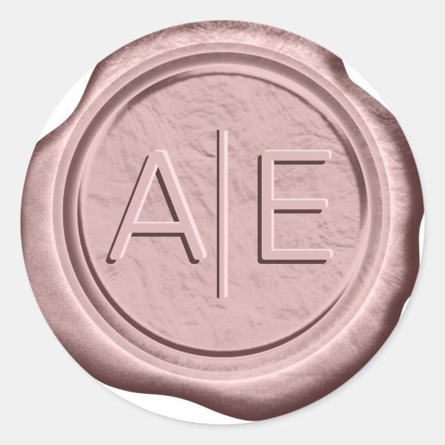 Wax Siegel Wedding Accent Initials Kupfer Rose ID9 Runder Aufkleber (Vorderseite)