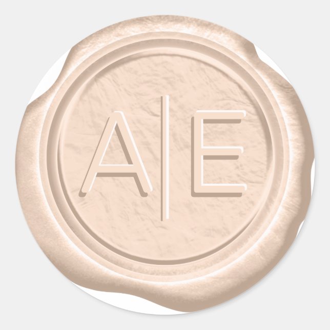 Wax Siegel Wedding Accent Initials Peach ID947 Runder Aufkleber (Vorderseite)