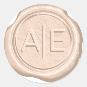Wax Siegel Wedding Accent Initials Peach ID947 Runder Aufkleber