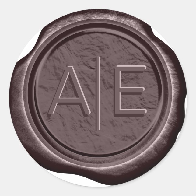 Wax Siegel Wedding Accent Initials Pecan ID947 Runder Aufkleber (Vorderseite)