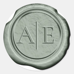 Wax Siegel Wedding Accent Initials Sage ID967 Runder Aufkleber