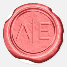Wax Siegel Wedding Accent Initials Scarlet ID475 Runder Aufkleber