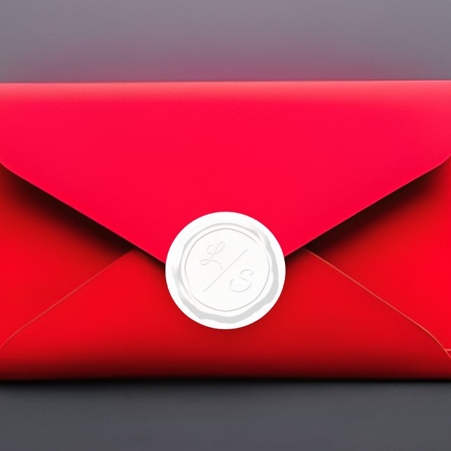 Wax Siegel White Double Initials Mit Monogramm Runder Aufkleber (Von Creator hochgeladen)