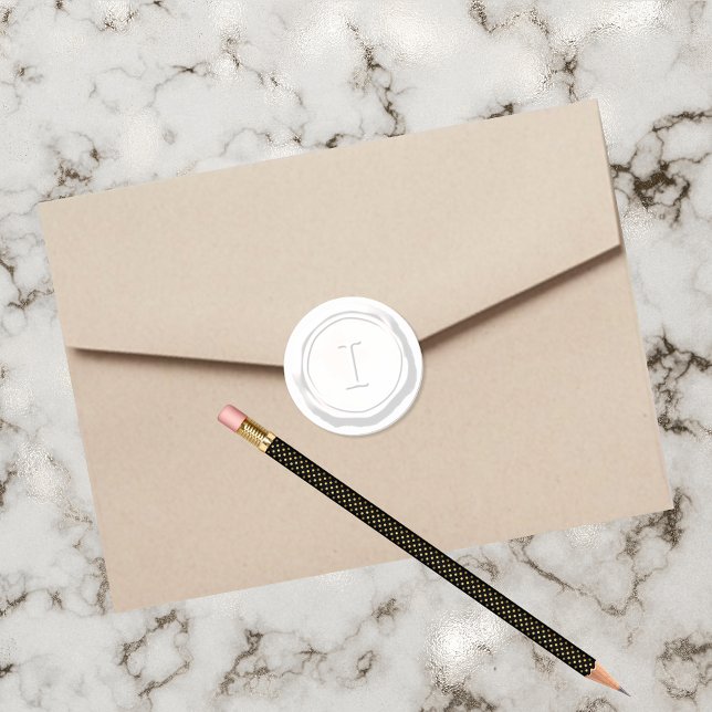 Wax Siegel White Monogram I Runder Aufkleber (Von Creator hochgeladen)