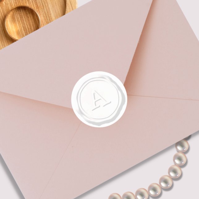 Wax Siegel White Monogram Initial Runder Aufkleber (Von Creator hochgeladen)