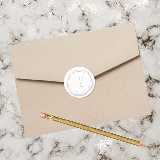 Wax Siegel White Monogram T Initial Runder Aufkleber (Von Creator hochgeladen)