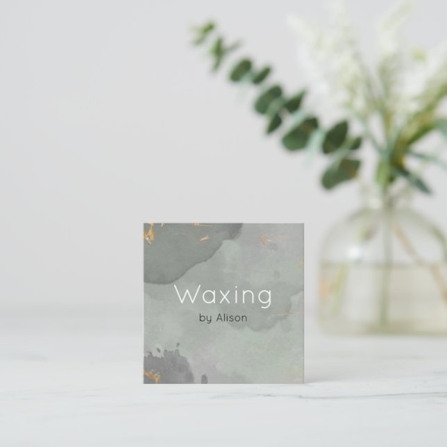 Waxing Graugoldfarbe Quadratische Visitenkarte (Stehend Vorderseite)