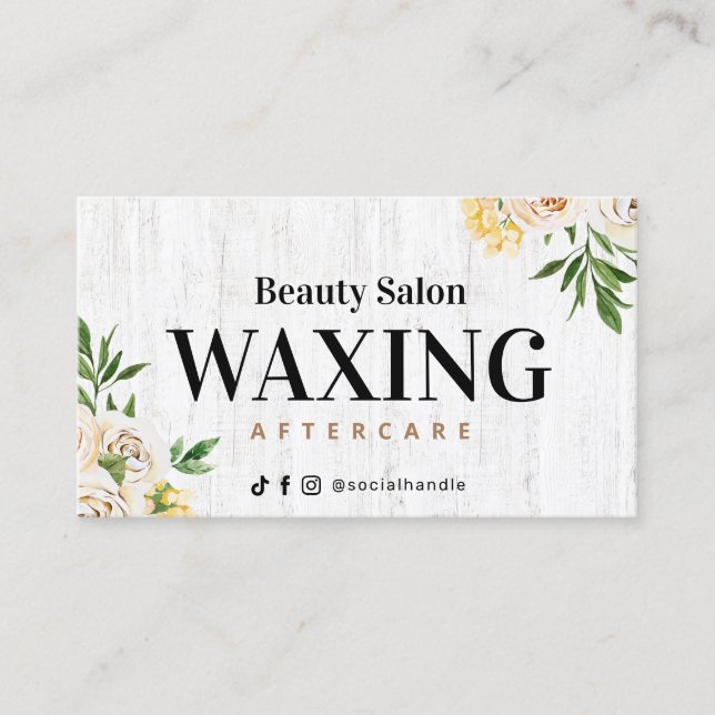 Waxing Wood Spring Aftercare Card Visitenkarte (Vorderseite)