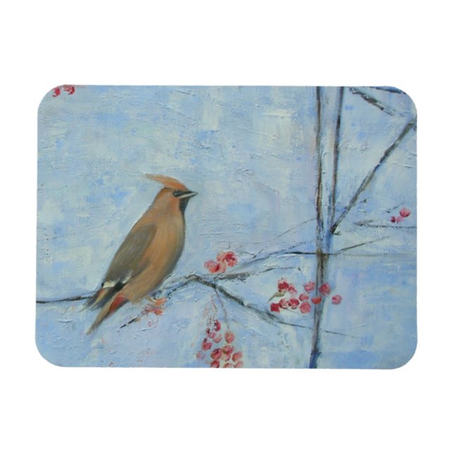 Waxwing 2013 Öl auf Leinwand Magnet (Horizontal)