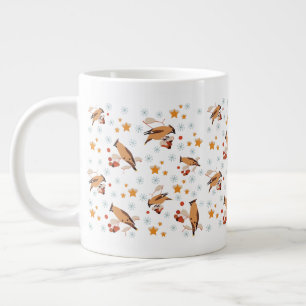 Waxwing, Vogel, Beere, Stern, Schneeflocken, Winte Jumbo-Tasse