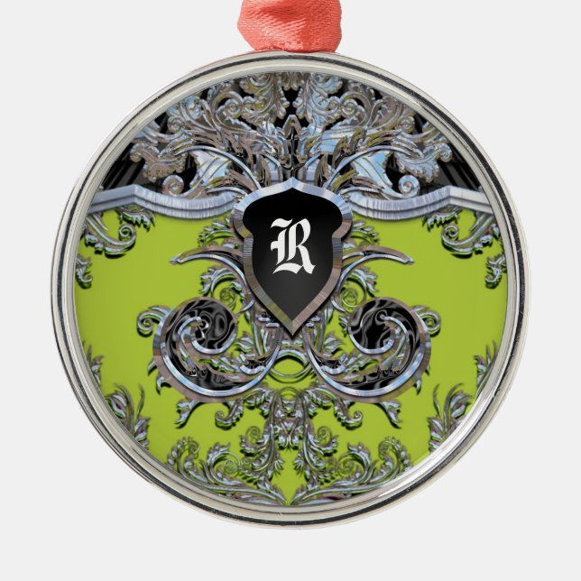 Waydhill Vineyard Monogram Viktorianisch Silbernes Ornament (Vorne)