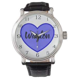 Waylon Name in blauem Herzen, Armbanduhr