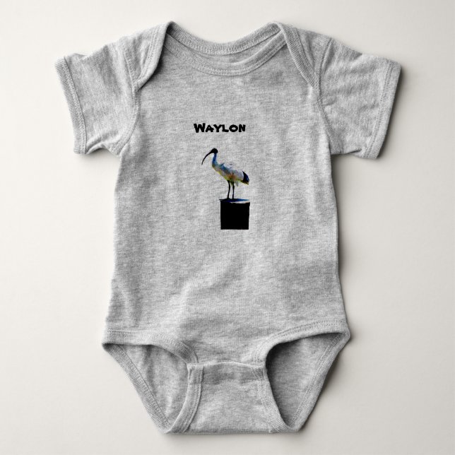 Waylon Name mit Bin Chicken, Baby Bodysuit Baby Strampler (Vorderseite)
