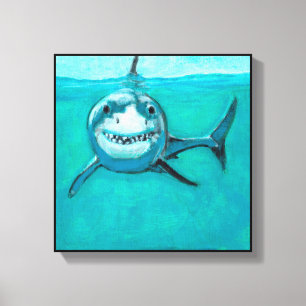 "Wayne" der große weiße SharkThe Weiße Hai Leinwanddruck