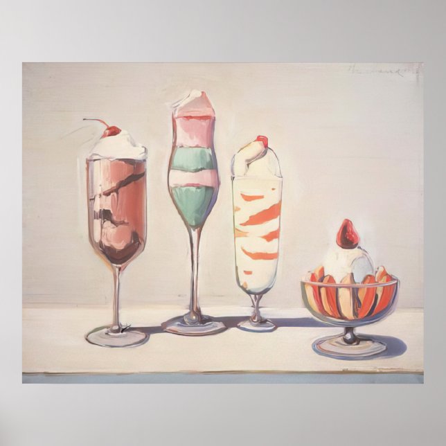 wayne thiebaud - vier sundaes poster (Vorne)