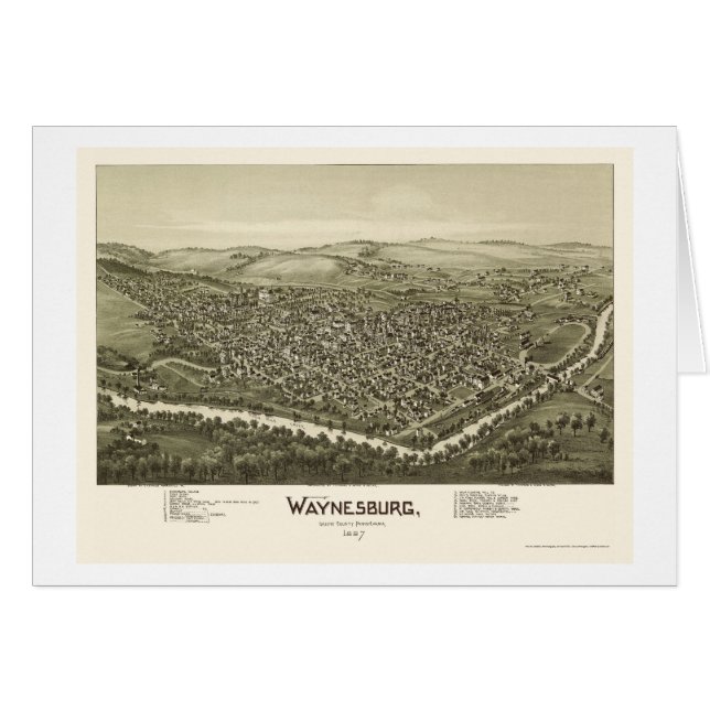 Waynesburg, carte panoramique de PA - 1897 (Devant horizontal)