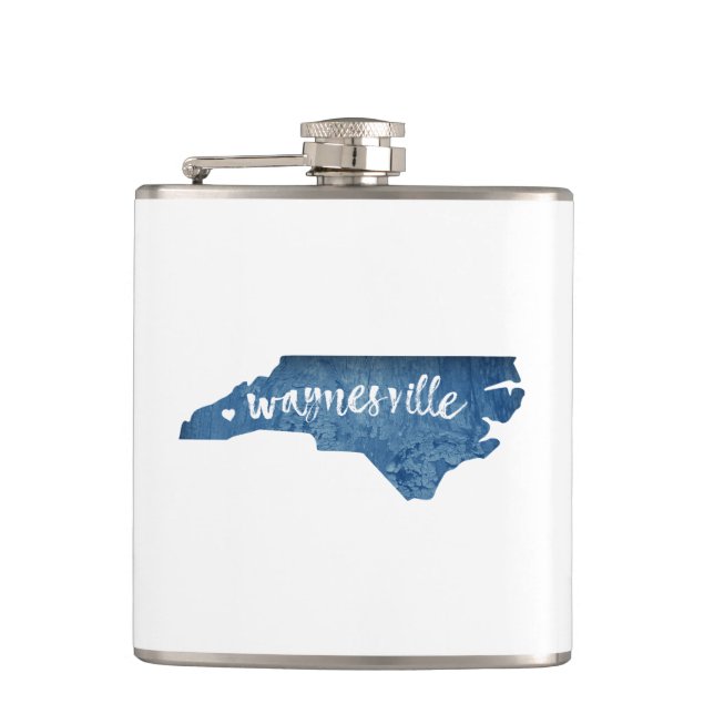 Waynesville North Carolina Wood Grain Flachmann (Vorderseite)