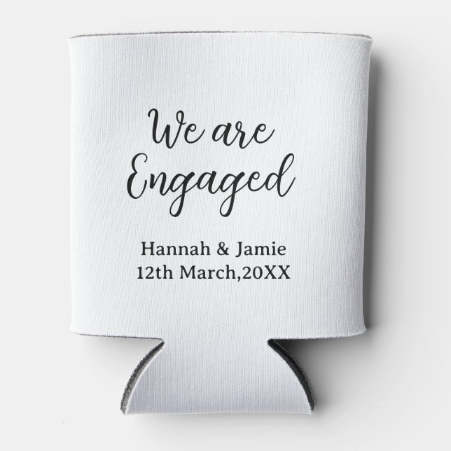We are Engaged couple name date calligraphystylish Dosenkühler (Vorderseite)