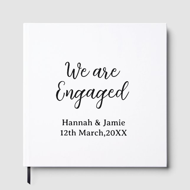 We are Engaged couple name date calligraphystylish Gästebuch (Vorderseite)