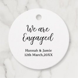 We are Engaged couple name date calligraphystylish Geschenkanhänger