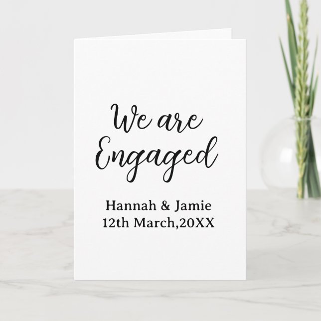 We are Engaged couple name date calligraphystylish Karte (Vorderseite)