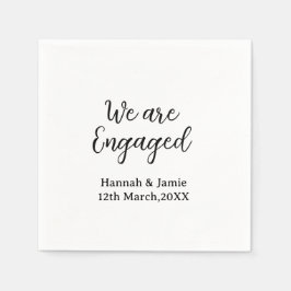 We are Engaged couple name date calligraphystylish Serviette