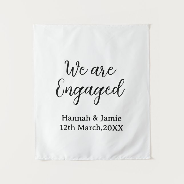 We are Engaged couple name date calligraphystylish Wandteppich (Vorderseite)