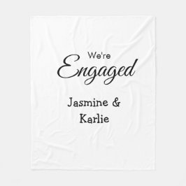 We are engaged couple name romantic stylish simple fleecedecke