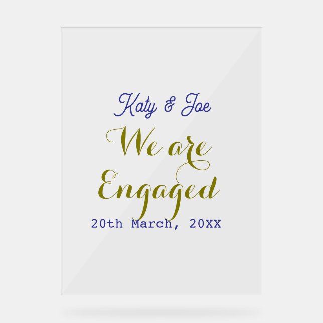 We are Engaged purple gold name date elegant simpl (Recto)