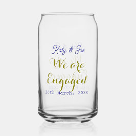 We are Engaged purple gold name date elegant simpl
