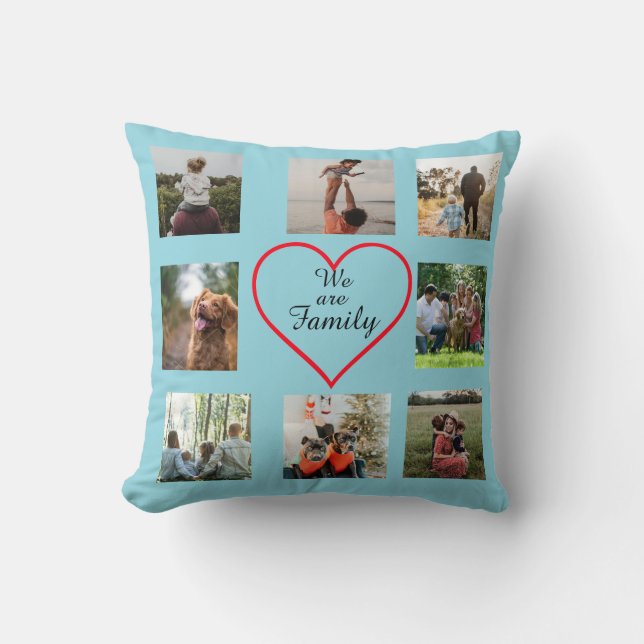 We Are Family Heart  8 Photo Collage Pillow Kissen (Vorderseite)