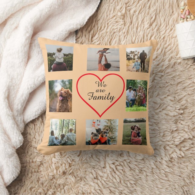 We Are Family Heart  8 Photo Collage Pillow Kissen (Decke)