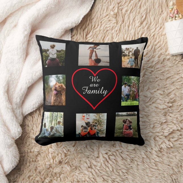 We Are Family Heart  8 Photo Collage Pillow Kissen (Decke)