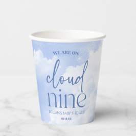 We Are On Cloud Nine Blue Baby Shower Pappbecher