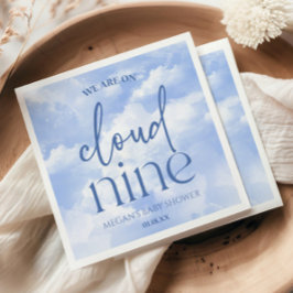 We Are On Cloud Nine Blue Baby Shower Serviette
